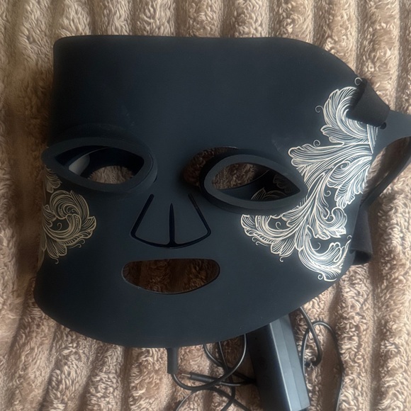 Black LED Face Mask with White Floral Design